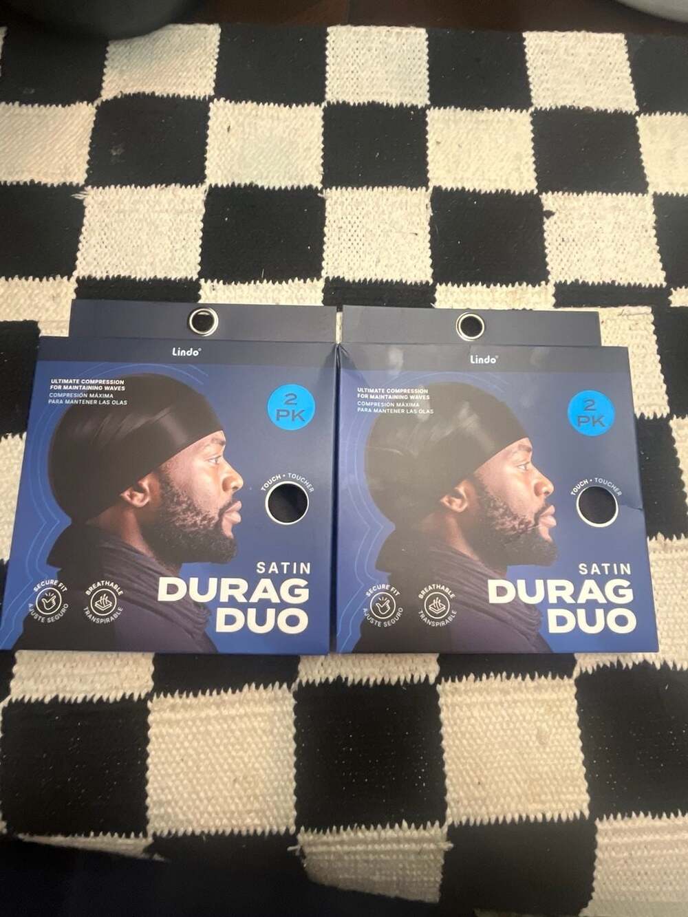 Lindo Satin Durag Duo 2-Pack Black Headwraps

1 2pack 12.50$ each
